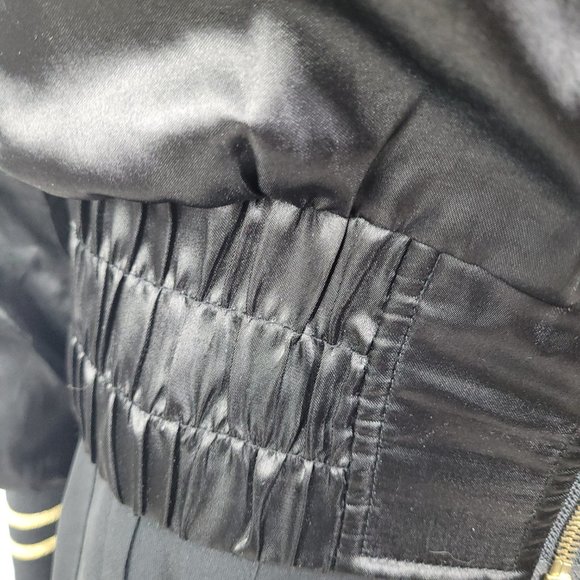 Baby Phat Womens Bomber Jacket Black Metallic Full Zip Cat Smocked Waist XL - Picture 7 of 13